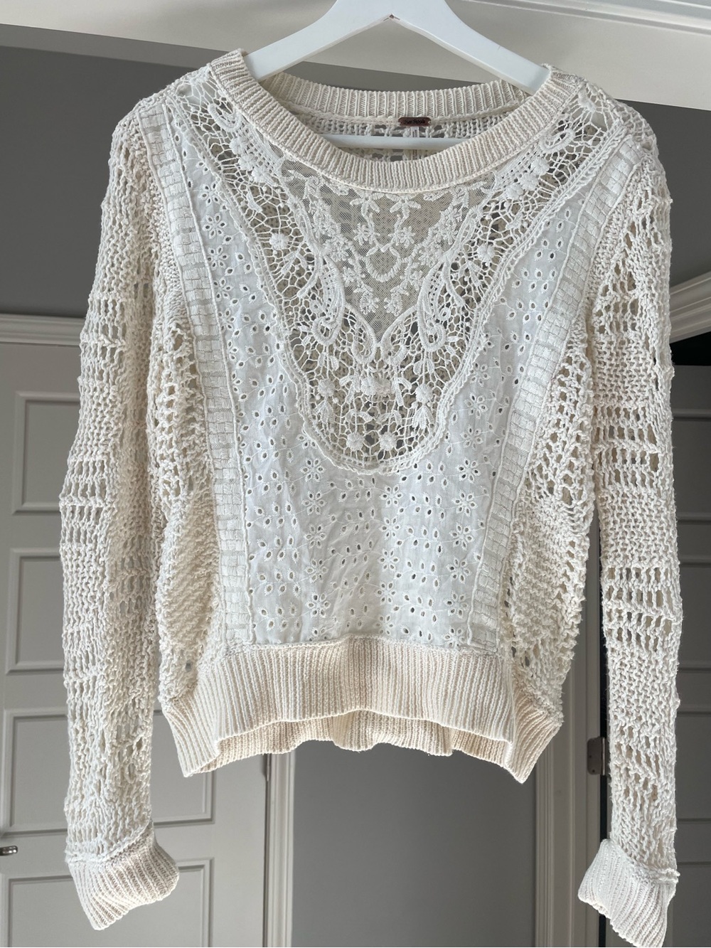 Free People lace and knit top Sz XS
